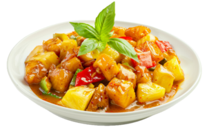 AI generated Sweet and Sour Pineapple Chicken Dish png