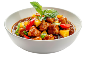 AI generated Sweet and Sour Pineapple Chicken Dish png