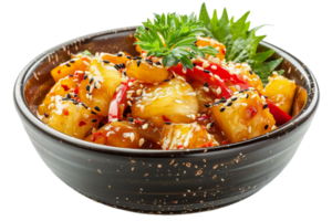 AI generated Sweet and Sour Pineapple Chicken Dish png