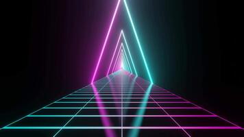 Pink and Cyan Sci-Fi Neon Glowing Cyberpunk Road Background VJ Loop video