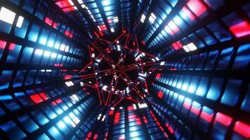 Blue with Red and White Sci-Fi Neon Glow Hexagonal Tunnel video