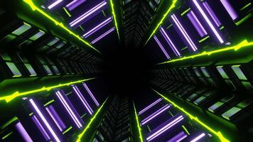 Lime and Light Purple Neon Glow Mirrored Squares Tunnel Background VJ Loop video