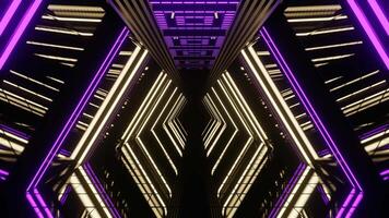 Purple and Yellow Neon Futuristic Mirror Corridor Background VJ Loop video