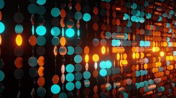 Cyan and Orange Shimmer Hanging Mirrors Background VJ Loop video