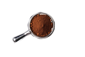 AI generated Espresso Portafilter with Coffee Beans and Grounds png