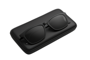 ai généré des lunettes de soleil sur noir cuir Cas png