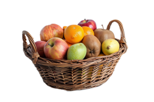 ai généré Frais assorti des fruits dans osier panier png