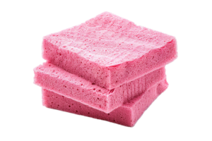 ai generado apilado rosado limpieza esponjas png