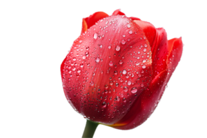 ai généré Frais couvert de rosée rouge tulipe png