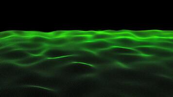 abstract helling groen lijn Golf geanimeerd 4k. blauw deeltje lijn golvend achtergrond. groen water achtergrond video