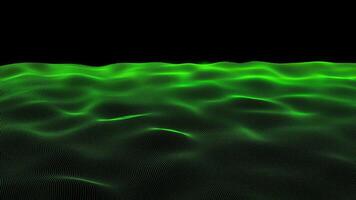 abstract gradient green line wave animated 4K. blue particle line wavy background. green water background video