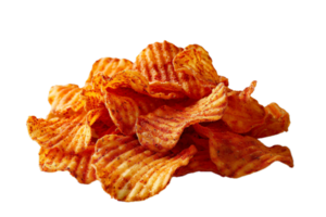 ai generiert knusprig wellig Kartoffel Chips Stapel png