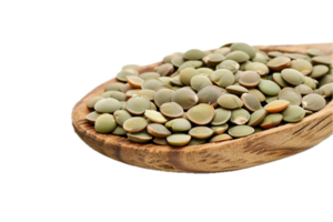 AI generated Wooden Spoon Full of Raw Green Lentils png