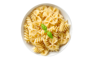 ai generado seco fusilli pasta en de madera cuenco png