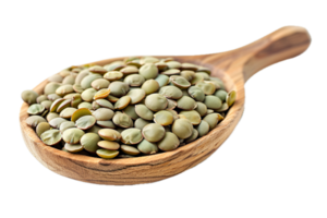 AI generated Wooden Spoon Full of Raw Green Lentils png