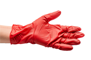 ai gegenereerd rood rubber handschoen Aan hand- PNG