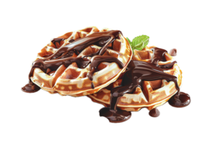 ai gerado Belga waffle coberto dentro chocolate xarope png