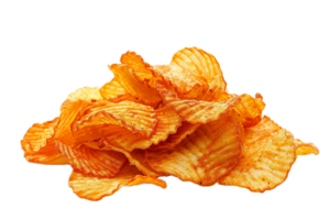 ai generiert knusprig wellig Kartoffel Chips Stapel png