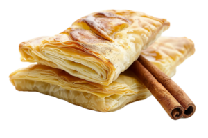 ai gegenereerd krokant phyllo gebakje met kaneel stokjes PNG