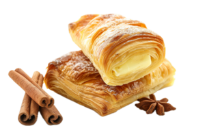 ai généré croustillant phyllo Pâtisserie avec cannelle des bâtons png