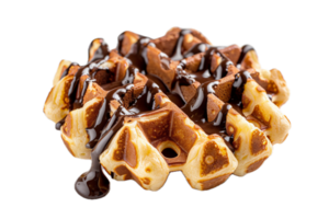 AI generated Belgian Waffle Covered in Chocolate Syrup png