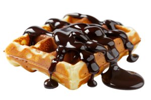 AI generated Belgian Waffle Covered in Chocolate Syrup png