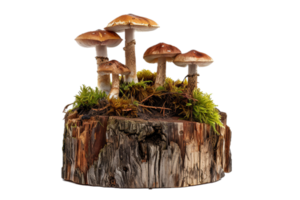 AI generated Wild Mushrooms Growing on Tree Stump png