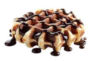 AI generated Belgian Waffle Covered in Chocolate Syrup png