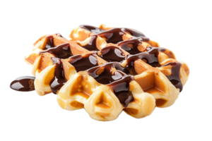 AI generated Belgian Waffle Covered in Chocolate Syrup png