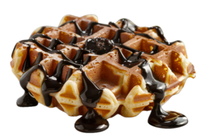 AI generated Belgian Waffle Covered in Chocolate Syrup png