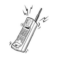 A ringing cordless phone in a nostalgic, hand drawn vector illustration