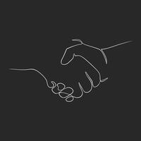 One contagious line handshake illustration. Handshake on a black background vector