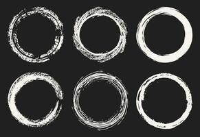 Set of hand drawn grunge circle frames. Vector design elements