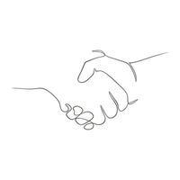 Continuous one line drawing of handshake. Handshake concept. Vector illustration