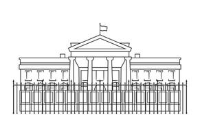 A minimalist black and white line drawing of the White House vector