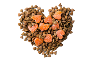 AI generated Heart-Shaped Arrangement of Cat Food and Treats png