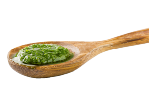 ai generato verde alga marina gel su di legno cucchiaio png