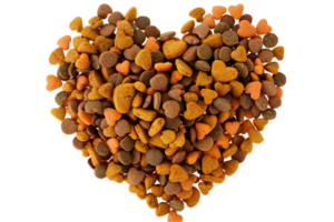 AI generated Heart-Shaped Arrangement of Cat Food and Treats png