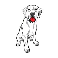 A playful dog with red tongue in black and white vector illustration