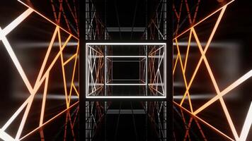 White and Orange Cyberpunk Movement on Elevator Background VJ Loop video