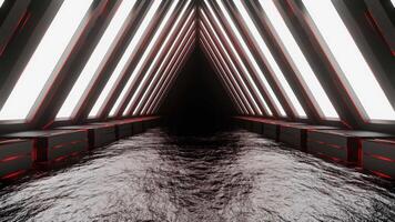 Black and Red Neon Glowing Triangular Arch Tunnel Background VJ Loop video