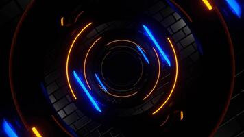 Orange and Blue Neon Cylindrical Mirror Tunnel Background VJ Loop video