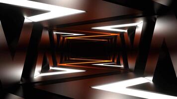 Orange and White Corridor of Neon Curve Lines Background VJ Loop video