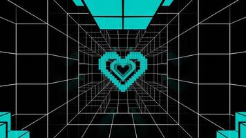 Multicolor on Black Pixel Heart Tunnel Background VJ Loop video