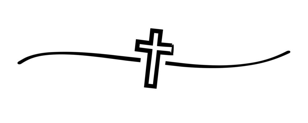 Hand drawn style cross shape. Black divider. Greeting card element