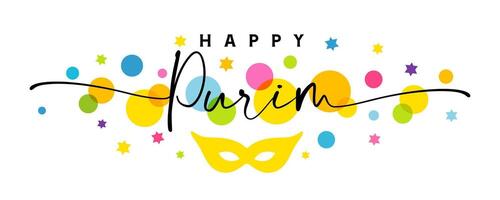 Happy Purim horizontal banner. Holiday decoration vector