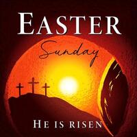 Pascua de Resurrección domingo bandera. calvario Mañana vector ilustración. santo semana saludo tarjeta