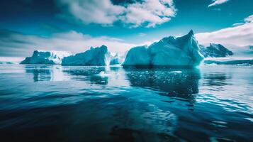 AI generated Icebergs in glacier lagoon photo