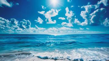 AI generated Beautiful seascape. Blue sea and sky with clouds photo