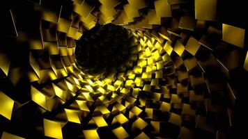 Tunnel with Gold Cubes Background VJ Loop video